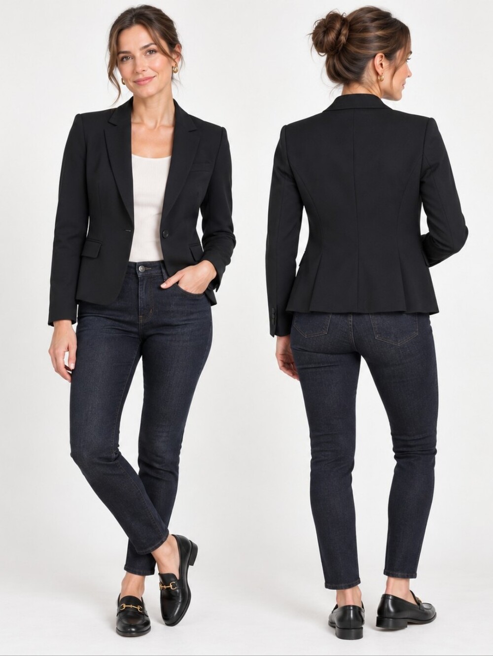 Express Size 4 Black Tailored Blazer Contemporary Minimalist Corporate Chic